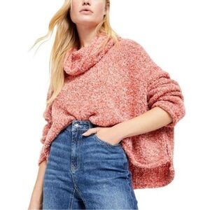 Free People Cozy Pink Cowl Neck Sweater